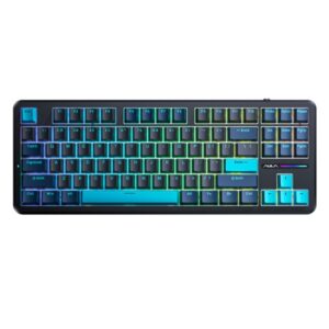 AULA F87 Wireless Tri Mode (2.4GHz/Type-C/BT) RGB Mechanical Gaming Keyboard |Blue+Black+Cyan, Graywood V4 Switch (F87CW)