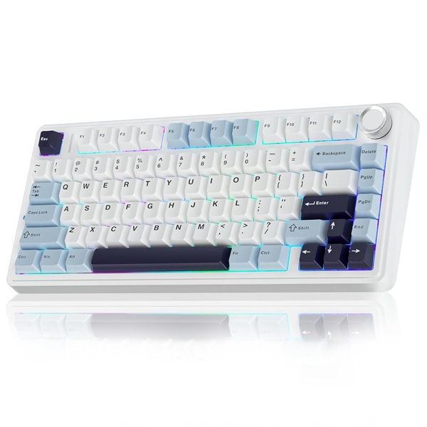 AULA F75 75% Wireless Trio Mode Mechanical Gaming Keyboard With Knob | Cedar Green, Reaper Switch (F75CGR)