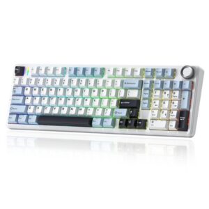 AULA F99 Pro 96% Tri-Mode Wireless Full Size Mechanical Gaming Keyboard With Knob | Ice Blue, Star Vector (Seiya)