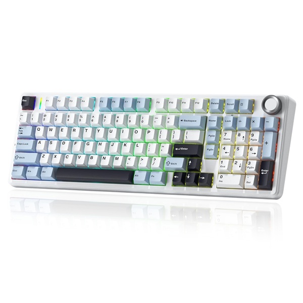 AULA F99 Pro 96% Tri-Mode Wireless Full Size Mechanical Gaming Keyboard With Knob | Ice Blue, Star Vector (Seiya)