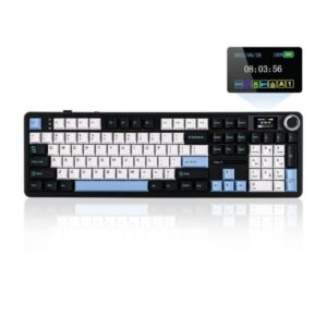 AULA F108Pro 3 in 1 (2.4G/BT/Wired) Full Size Wireless RGB Mechanical Gaming Keyboard With Screen & Knob | Retro Color, Reaper Switch (F108ProRR)