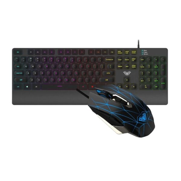 AULA T201 Membrane RGB Backlit Gaming Keyboard and Mouse Combo with 7keys and 2400DPI