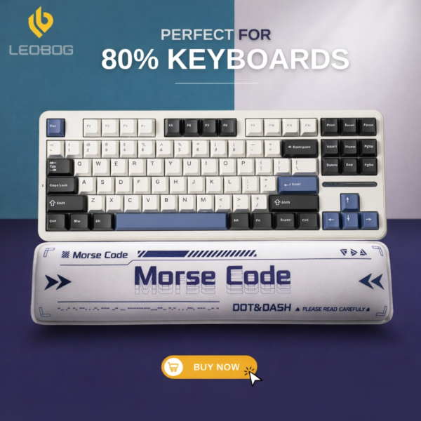 Leobog Morse Code Keyboard Hand rest | Soft Cushion Foam With Anti-Slip Bottom | Ergonomic Design Wrist Support | Compatible With Upto 80% Layout Keyboards (MCH) - Image 6