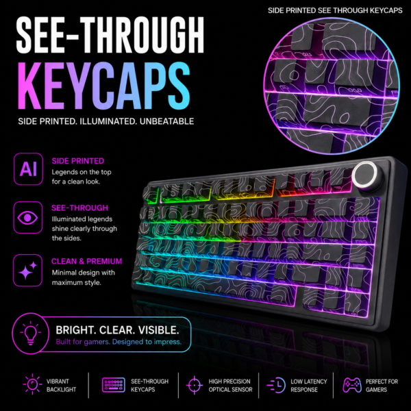 AULA F75 75% Wireless Trio Mode Mechanical Gaming Keyboard With Knob | Black Contour, Star-Vector (Seiya) Switch (F75BCS) - Image 9