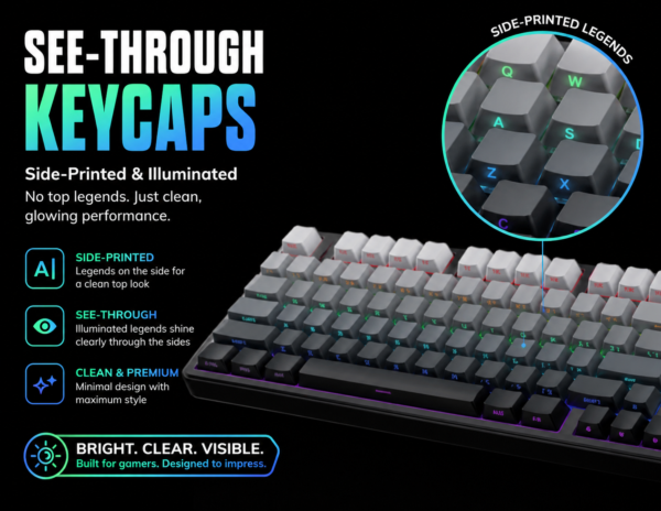 AULA F99 Pro 96% Side-Engraved Keycaps Tri-Mode Wireless Full Size Mechanical Gaming Keyboard With Knob | Gradient Gray, Nimbus Switch (F99ProGrN) - Image 9
