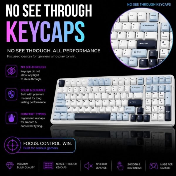 Aula 3in1mechanical KB,-Ice Blue Reaper Switch-F99 ice blue - Image 10