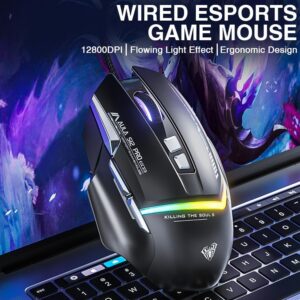 AULA S12 Pro RGB Ergonomic Wired Gaming Mouse ( Black)
