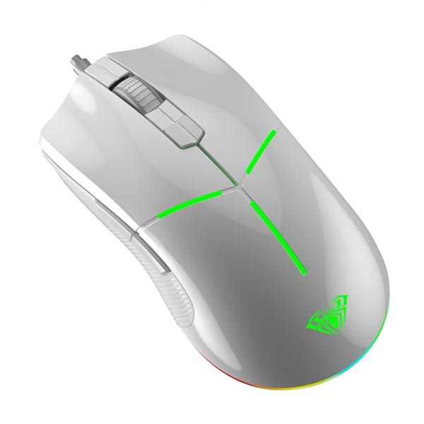 AULA F820 Wired Ergonomic Gaming Mouse ( White ) ( 6400DPI / 8 Macro Buttons ) - Image 2