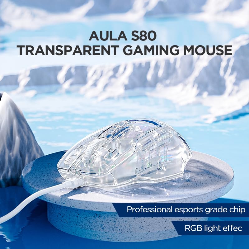 AULA S80 Transparent Wired Ergonomic Gaming Mouse - Image 2