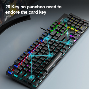 AULA S2022 USB Wired Full Size Mechanical Gaming Keyboard | Black, Blue Switch - Image 7