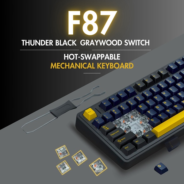 AULA F75 75% Mechanical Wireless Gaming Keyboard ( Thunder Black ) ( Graywood Switch ) ( F75TBW ) - Image 6
