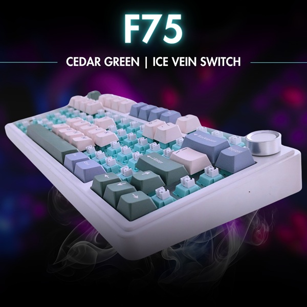 AULA F75 75% Wireless Trio Mode Mechanical Gaming Keyboard With Knob | Cedar Green, Ice Vein Switch (F75CGV) - Image 6