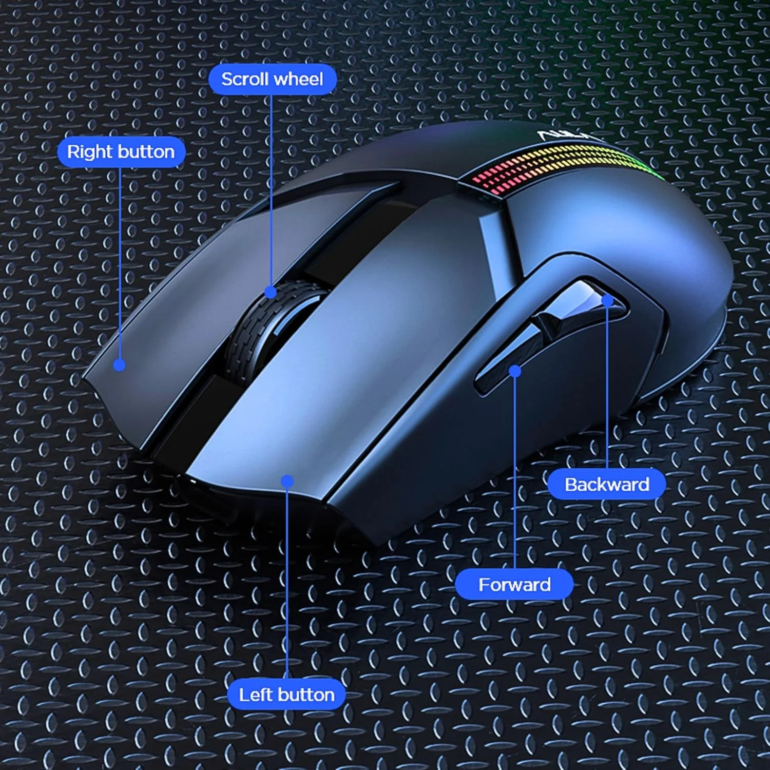 AULA F813 WIRED AND WIRELESS RGB GAMING MOUSE BLACK - Image 3