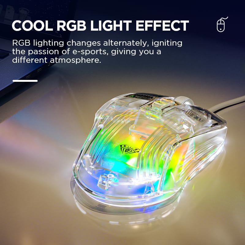 AULA S80 Transparent Wired Ergonomic Gaming Mouse - Image 3