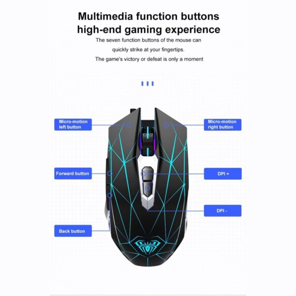 AULA T201 Membrane RGB Backlit Gaming Keyboard and Mouse Combo with 7keys and 2400DPI - Image 8