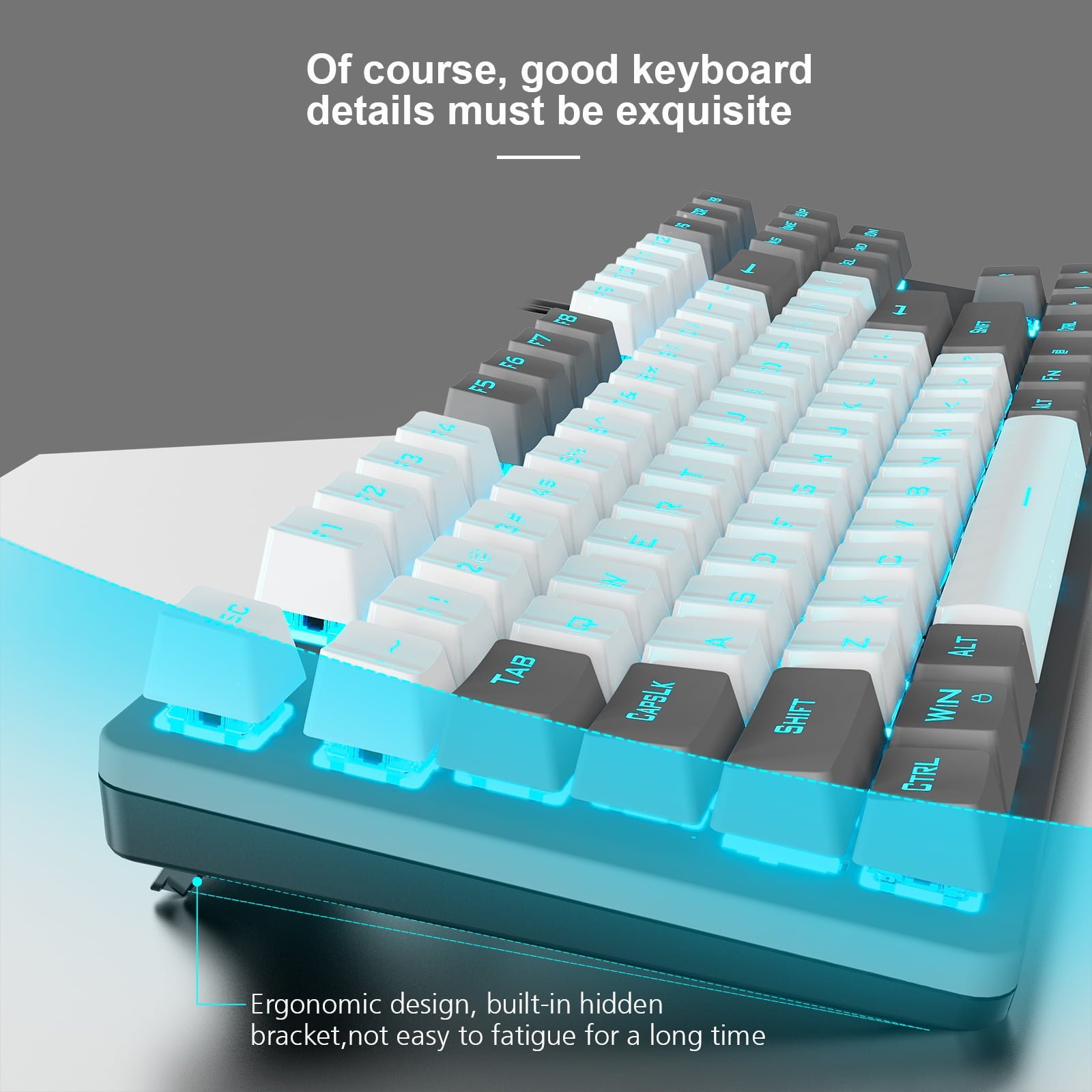 AULA F3287 Tenkeyless Wired Mechanical Gaming Keyboard ( Grey/White ) ( Blue Switch ) - Image 5