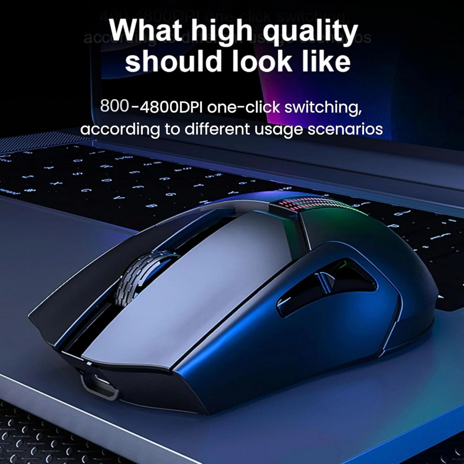 AULA F813 WIRED AND WIRELESS RGB GAMING MOUSE BLACK - Image 4