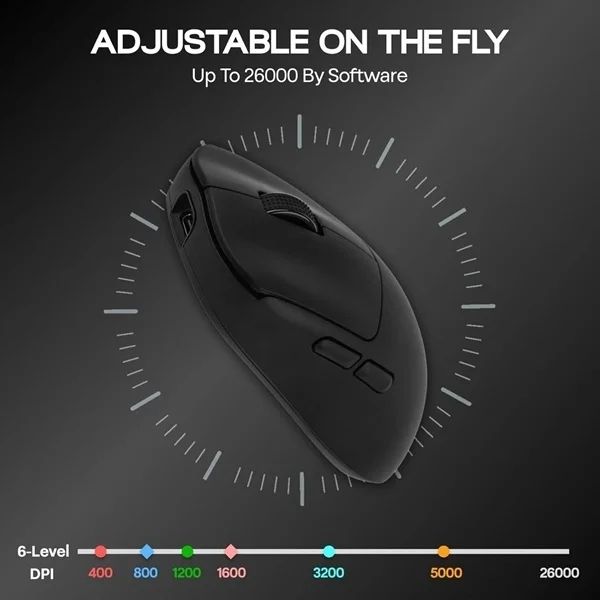 AULA SC800 TRI-MODE WIRELESS 2.4G/WIRED/BLUETOOTH ULTRA-LIGHTWEIGHT GAMING MOUSE | 37GRAMS, ADJUSTABLE 26000 DPI, PAW3395 SENSOR, 8000 POLLING RATE, ULTRA-PRECISE & DURABLE FOR GAMING | BLACK (SC800B) - Image 4