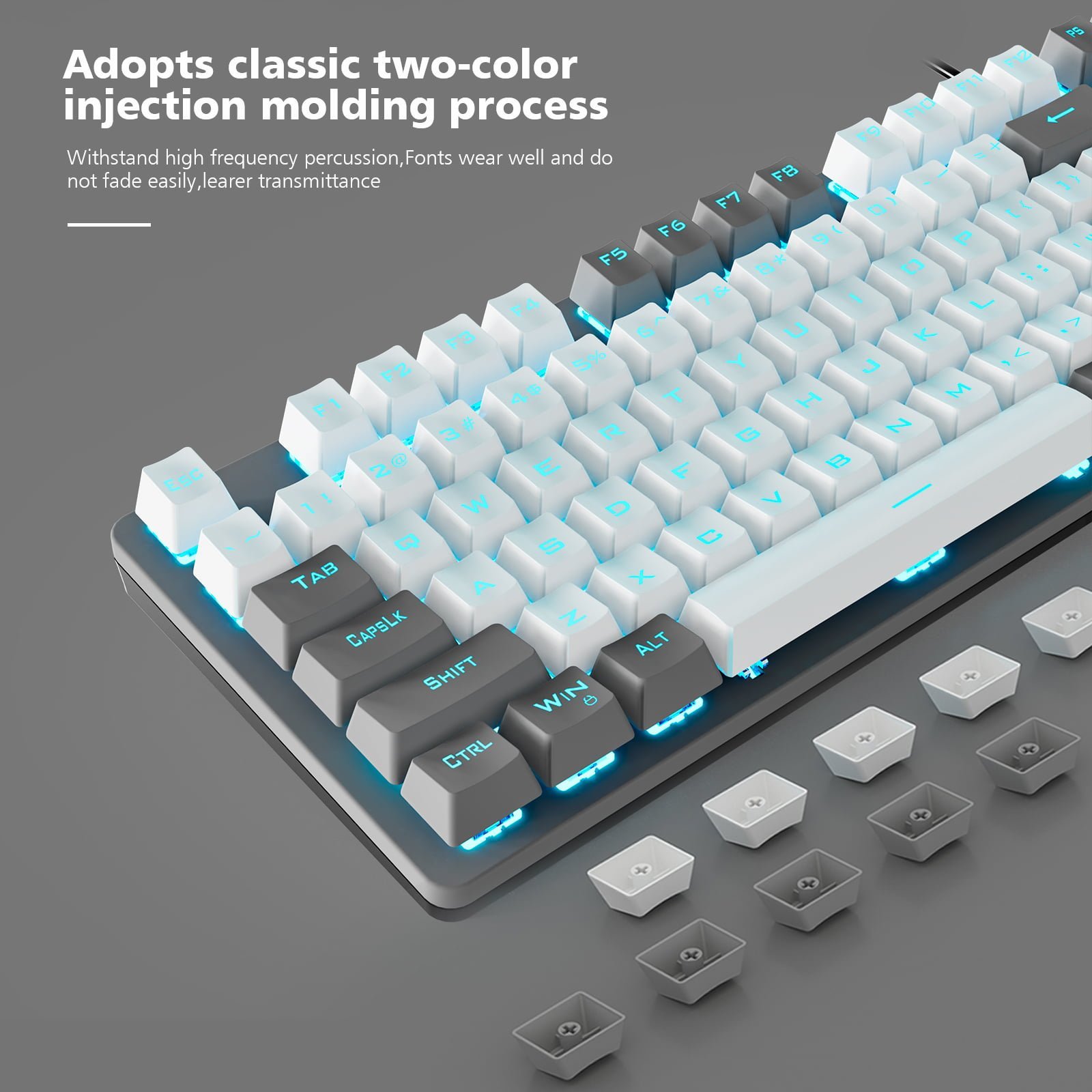 AULA F3287 Tenkeyless Wired Mechanical Gaming Keyboard ( Grey/White ) ( Blue Switch ) - Image 4