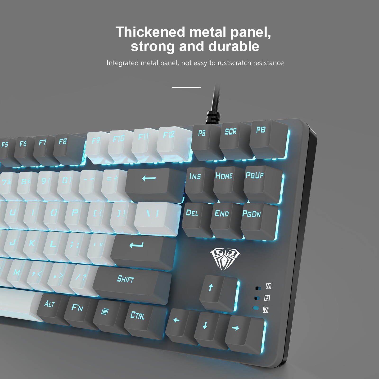 AULA F3287 Tenkeyless Wired Mechanical Gaming Keyboard ( Grey/White ) ( Blue Switch ) - Image 3