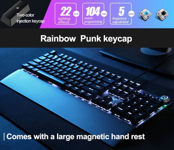 AULA F2058 Full Size Wired Mechanical Gaming Keyboard ( Black ) ( Clicky Blue Switch ) ( F2058 ) - Image 3