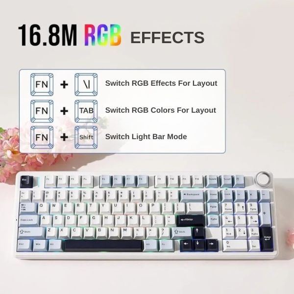AULA F99 Pro 96% Tri-Mode Wireless Full Size Mechanical Gaming Keyboard With Knob | Ice Blue, Star Vector (Seiya) - Image 5