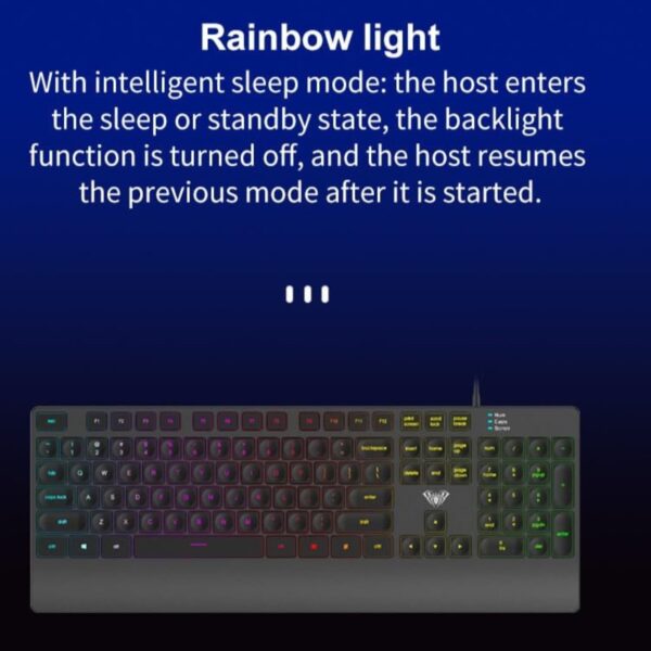AULA T201 Membrane RGB Backlit Gaming Keyboard and Mouse Combo with 7keys and 2400DPI - Image 5