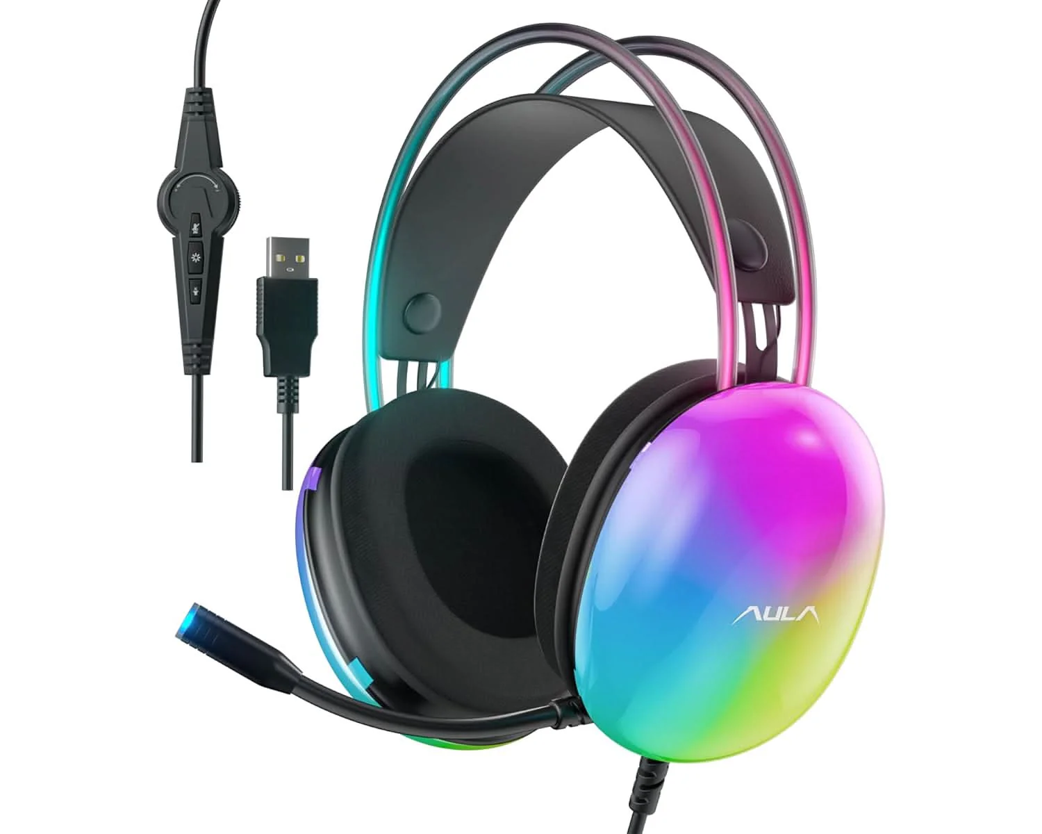 AULA S505 USB Wired 3.5mm Gaming Headphone ( Black ) ( Tablet/Desktop/Gaming Console ) ( S505B )