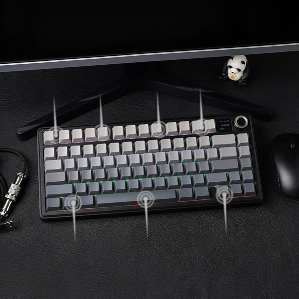 AULA F75 Max Side-Engraved Keycaps Wireless 3 in 1 Mechanical Gaming Keyboard with Screen & Knob | Gradient Gray, Reaper Switch (F75MaxGrR) - Image 3