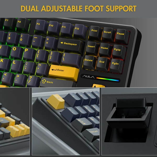 AULA F75 75% Mechanical Wireless Gaming Keyboard ( Thunder Black ) ( Graywood Switch ) ( F75TBW ) - Image 2
