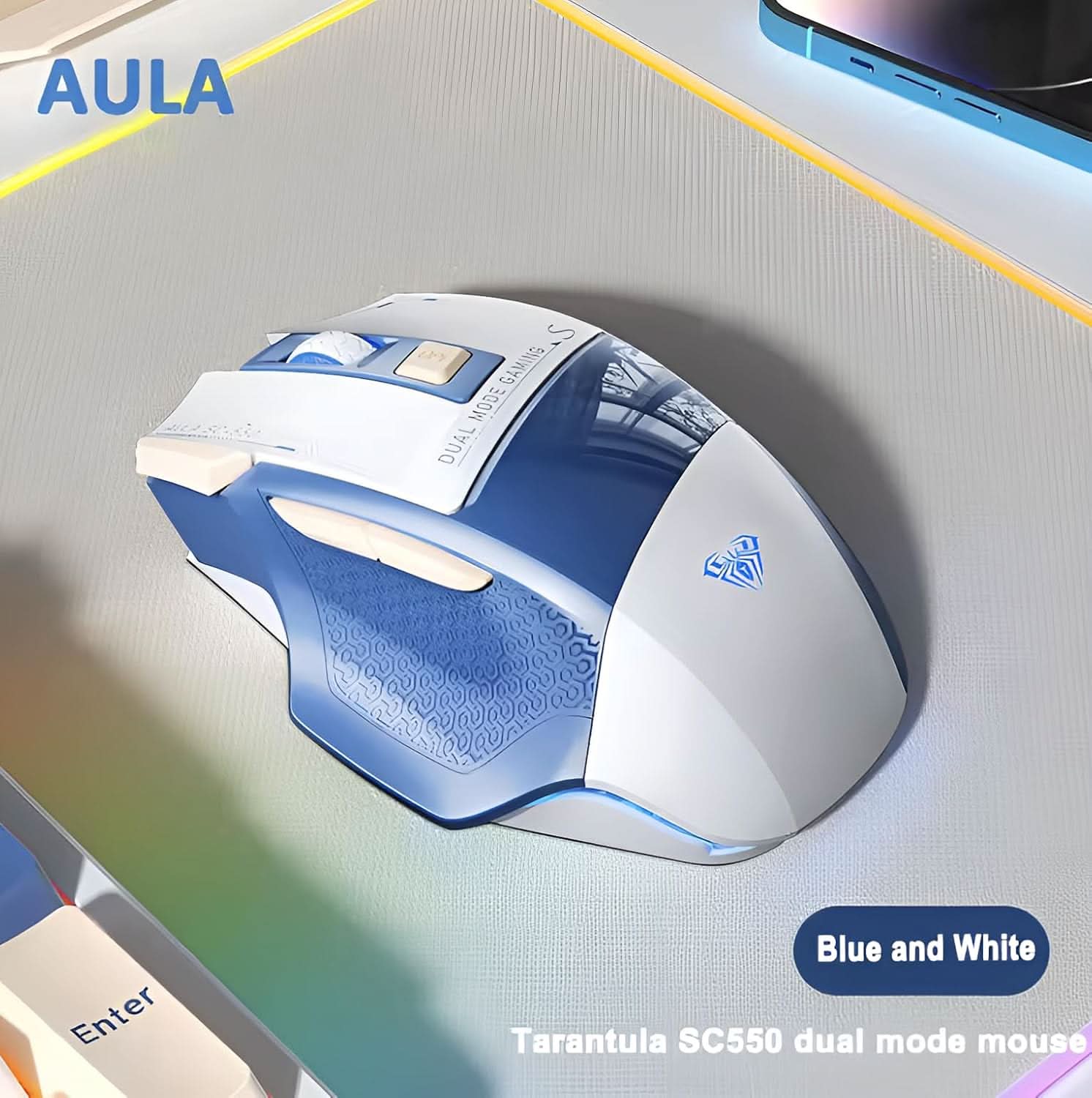 AULA SC550 Wireless Ergonomic Gaming Mouse ( Grey ) ( SC550 ) ( 4800DPI / 7 Macro Buttons ) - Image 2