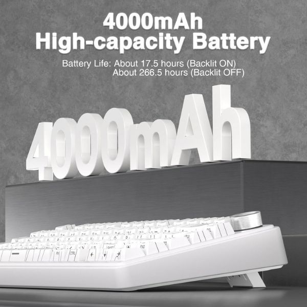 AULA F75 75% Wireless Trio Mode Mechanical Gaming Keyboard With Knob | White Contour, Star-Vector (Seiya) Switch (F75WCS) - Image 3