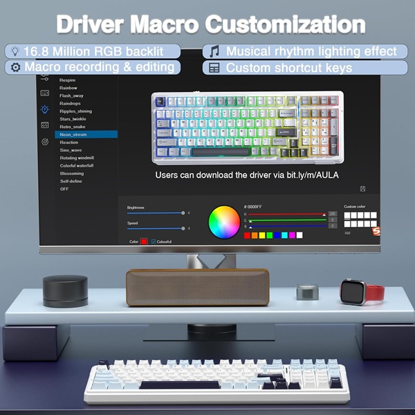 Aula 3in1mechanical KB,-Ice Blue Reaper Switch-F99 ice blue - Image 4