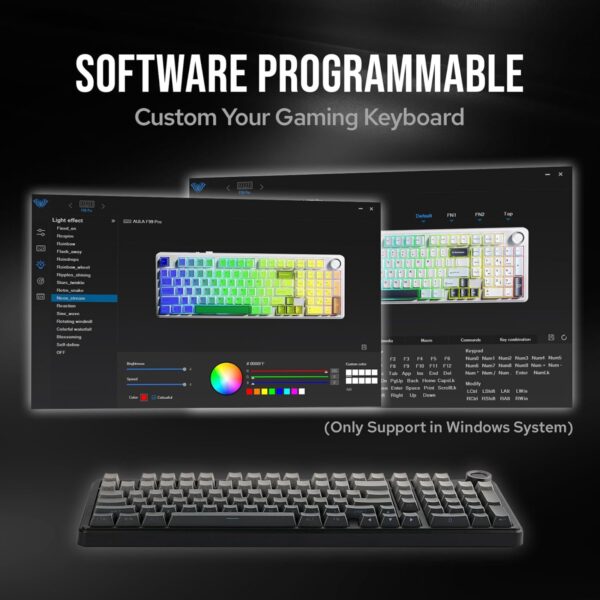 AULA F99 Pro 96% Side-Engraved Keycaps Tri-Mode Wireless Full Size Mechanical Gaming Keyboard With Knob | Gradient Gray, Nimbus Switch (F99ProGrN) - Image 3