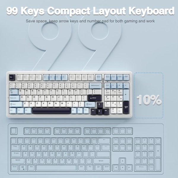 Aula 3in1mechanical KB,-Ice Blue Reaper Switch-F99 ice blue - Image 3