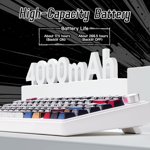 AULA F75 75% Wireless Trio Mode Mechanical Gaming Keyboard With Knob | Comic Keycap, Reaper Switch (F75CKR) - Image 6