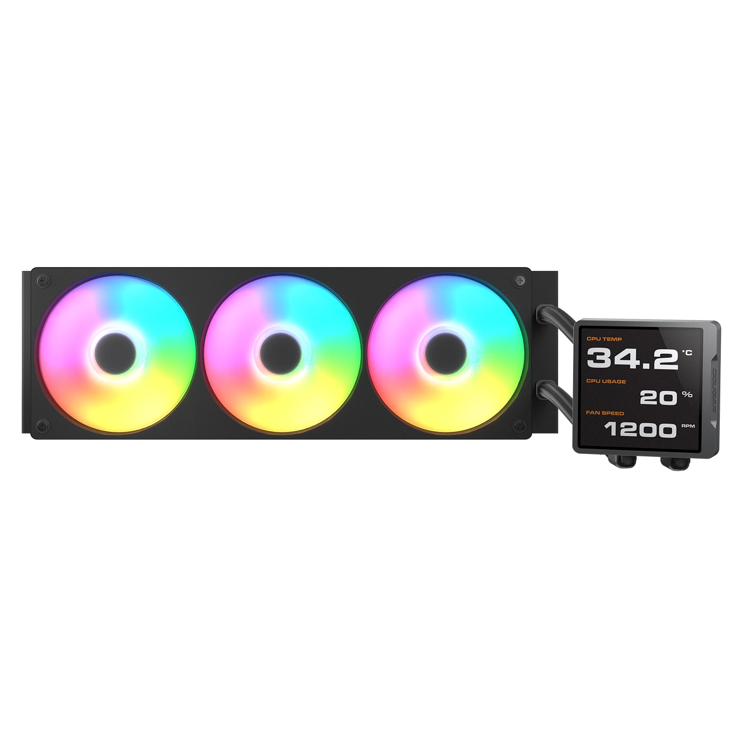 COUGAR Poseiden Vistek Pro ARGB 360mm CPU Liquid Cooler AIO (With LCD Display ) ( Black ) - Image 2