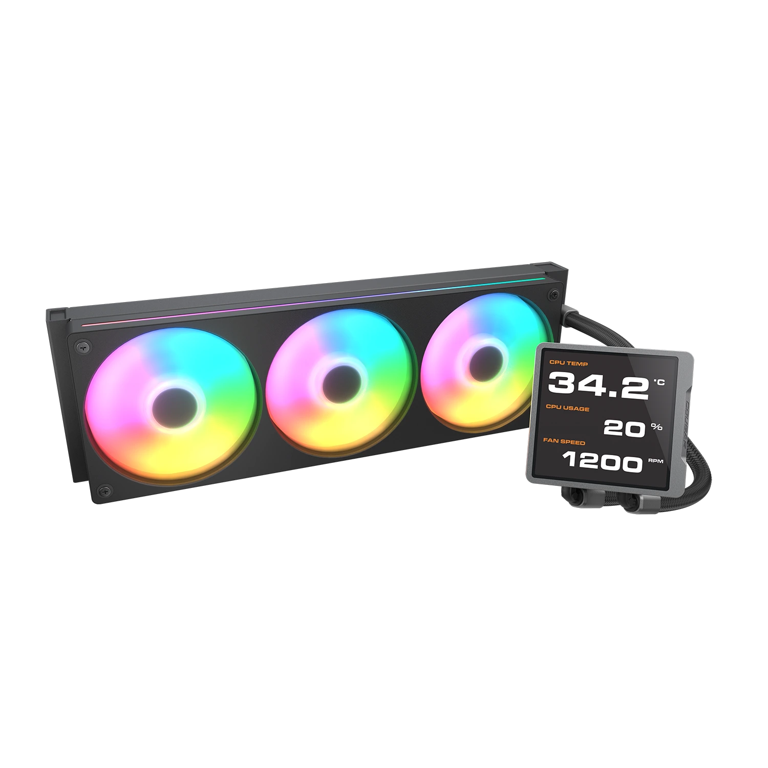 COUGAR Poseiden Vistek Pro ARGB 360mm CPU Liquid Cooler AIO (With LCD Display ) ( Black ) - Image 3