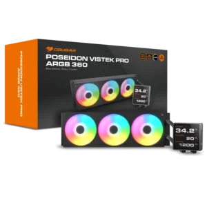 COUGAR Poseiden Vistek Pro ARGB 360mm CPU Liquid Cooler AIO (With LCD Display ) ( Black )