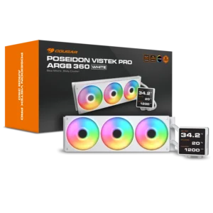 COUGAR Poseiden Vistek Pro ARGB 360mm CPU Liquid Cooler AIO ( With LCD Display ) ( White )