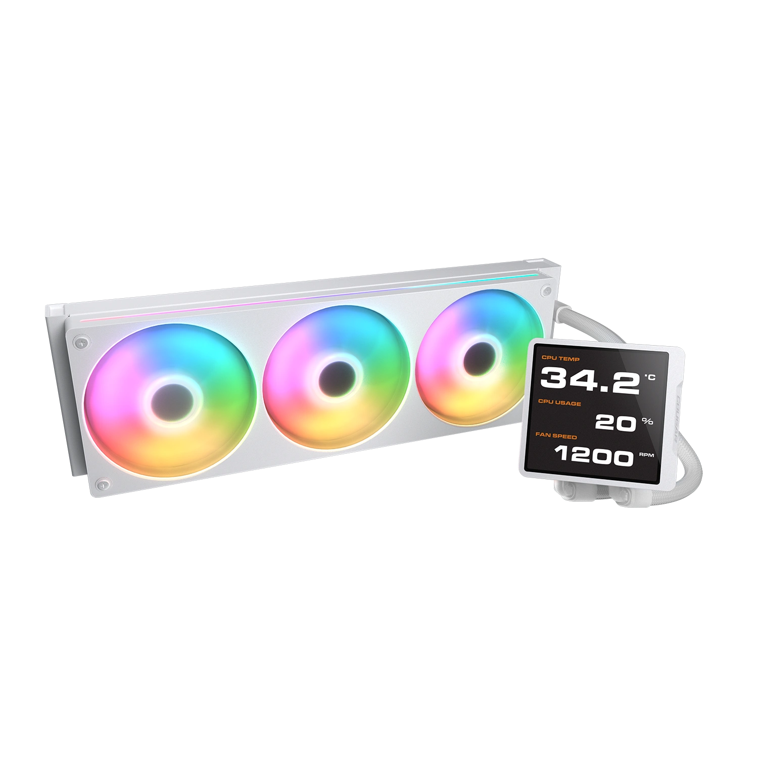COUGAR Poseiden Vistek Pro ARGB 360mm CPU Liquid Cooler AIO ( With LCD Display ) ( White ) - Image 3