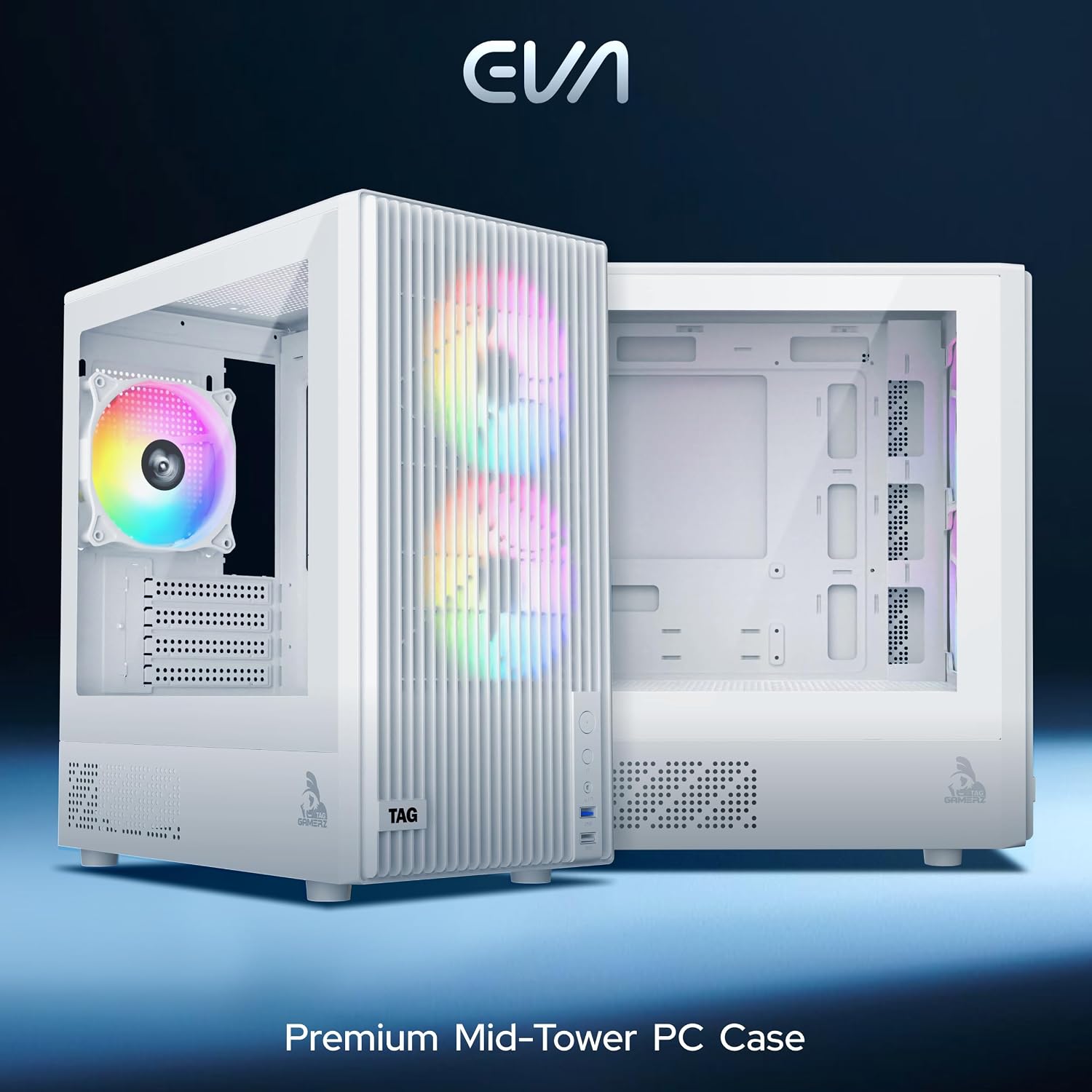TAG Gamerz EVA Mid-Tower M-ATX Gaming Cabinet White - Image 3